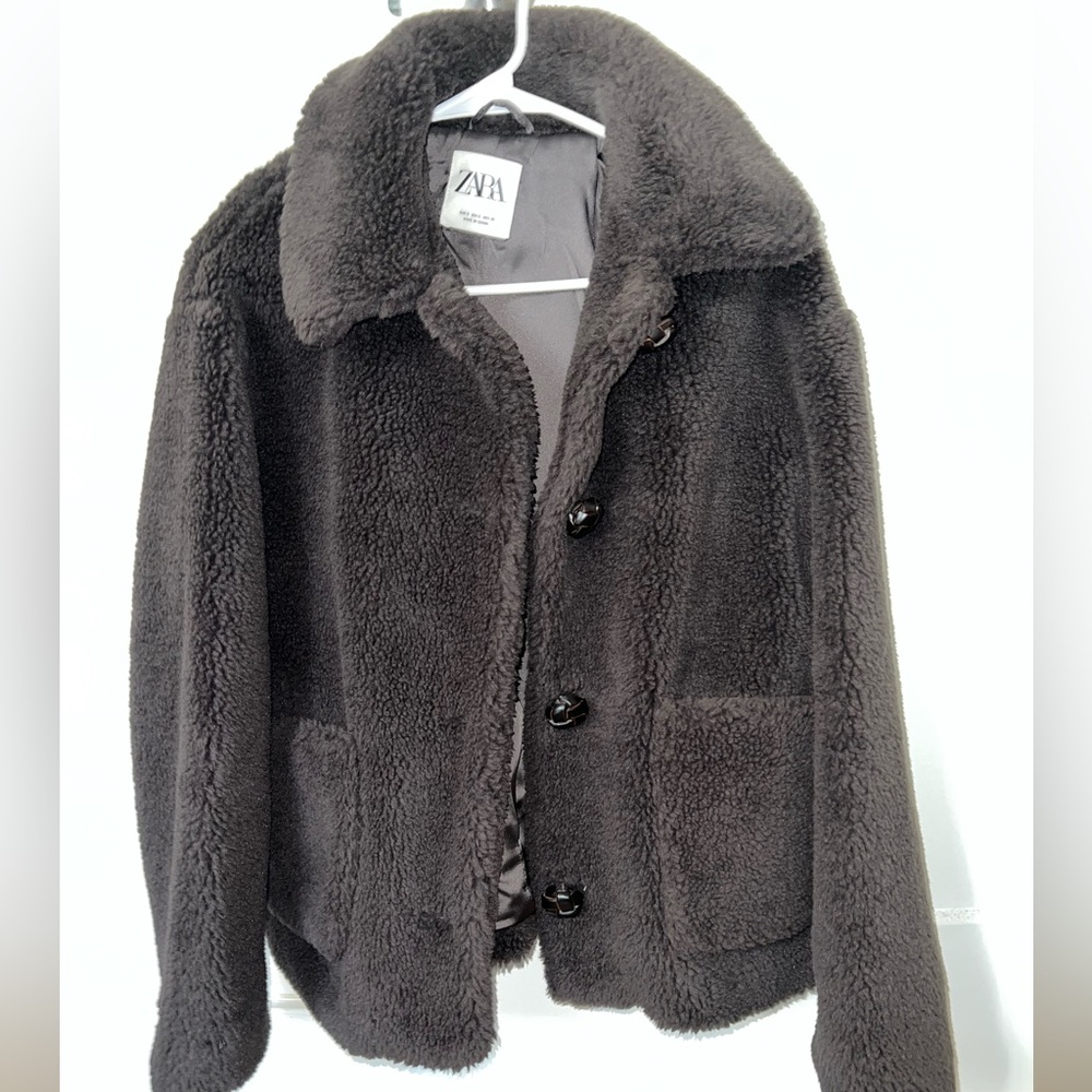 Zara Dark Chocolate Brown Faux Fur Coat Gem